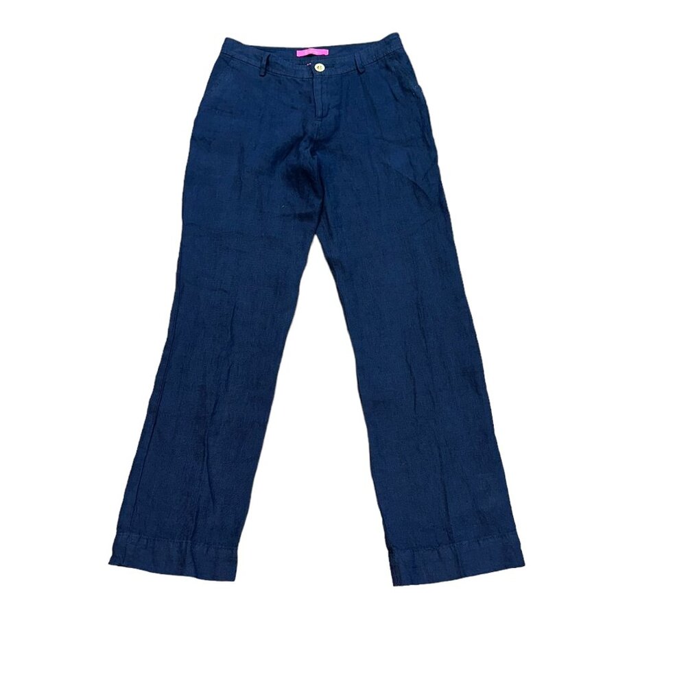 Lilly Pulitzer Breeta Linen Trousers True Navy Size 2 Style #013056‎ NWT